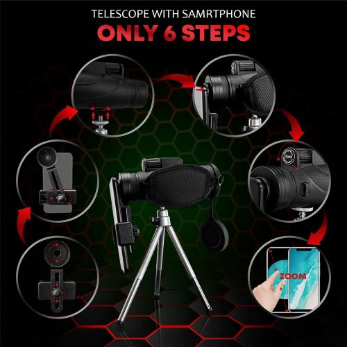  [아마존베스트]Oxxyt Monocular Telescope 12X50, BAK4 Prism, FMC Lens, Perfect for Outdoor Bird Watching, Monocular Telescope for Smartphone with Phone Holder & Tripod, Monoculars for Adults High