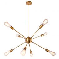 OYI Sputnik Chandelier, 8 Lights Chandelier Pendant Lighting Mid Century Modern Industrial Starburst Style Ceiling Light Fixture E26 Socket Brass Finish