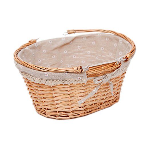  Oypeip Wicker Basket Gift Baskets Empty Oval Willow Woven Picnic Basket Cheap Easter Candy Basket Large Storage Basket Wine Basket with Handle Egg Gathering Wedding Basket (Nature)