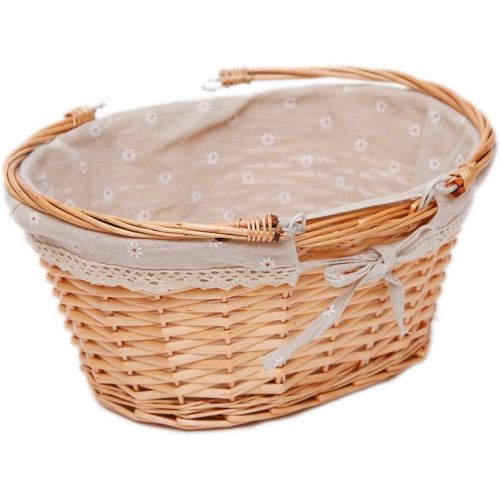  Oypeip Wicker Basket Gift Baskets Empty Oval Willow Woven Picnic Basket Cheap Easter Candy Basket Large Storage Basket Wine Basket with Handle Egg Gathering Wedding Basket (Nature)