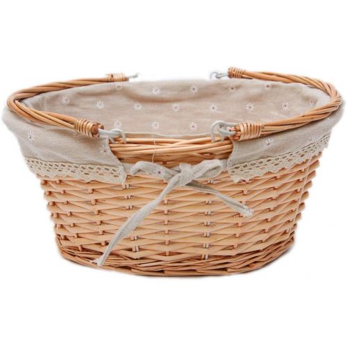  Oypeip Wicker Basket Gift Baskets Empty Oval Willow Woven Picnic Basket Cheap Easter Candy Basket Large Storage Basket Wine Basket with Handle Egg Gathering Wedding Basket (Nature)