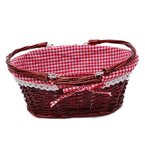  Oypeip Wicker Basket Gift Baskets Empty Oval Willow Woven Picnic Basket Cheap Easter Candy Basket Storage Basket Wine Basket with Handle Egg Gathering Wedding Basket (Auburn)