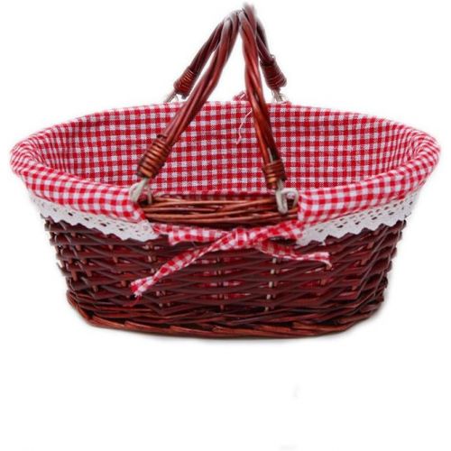  Oypeip Wicker Basket Gift Baskets Empty Oval Willow Woven Picnic Basket Cheap Easter Candy Basket Storage Basket Wine Basket with Handle Egg Gathering Wedding Basket (Auburn)