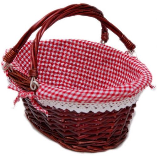  Oypeip Wicker Basket Gift Baskets Empty Oval Willow Woven Picnic Basket Cheap Easter Candy Basket Storage Basket Wine Basket with Handle Egg Gathering Wedding Basket (Auburn)