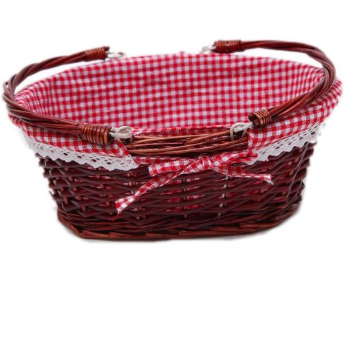  Oypeip Wicker Basket Gift Baskets Empty Oval Willow Woven Picnic Basket Cheap Easter Candy Basket Storage Basket Wine Basket with Handle Egg Gathering Wedding Basket (Auburn)