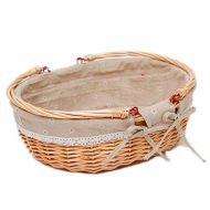 OYPEIP(TM Large Wicker Basket Oval Woven Willow Basket with Double Drop Down Handles and Removable Linen Lining Gift Picnic Basket (Auburn)