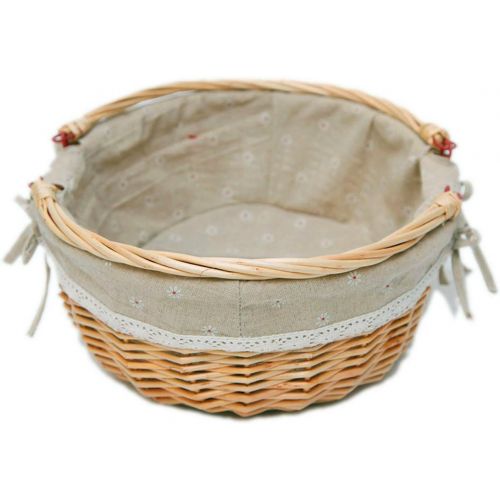  OYPEIP(TM Large Wicker Basket Oval Woven Willow Basket with Double Drop Down Handles and Removable Linen Lining Gift Picnic Basket (Auburn)