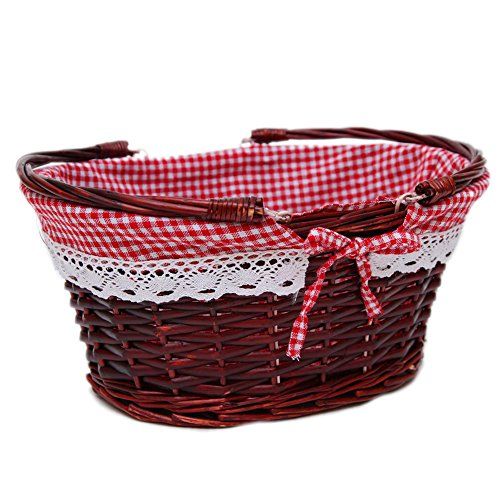  Oypeip Wicker Basket Gift Baskets Empty Oval Willow Woven Picnic Cheap Easter Candy Basket Large Storage Basket Wine Basket with Handle Egg Gathering Wedding Basket (Auburn)