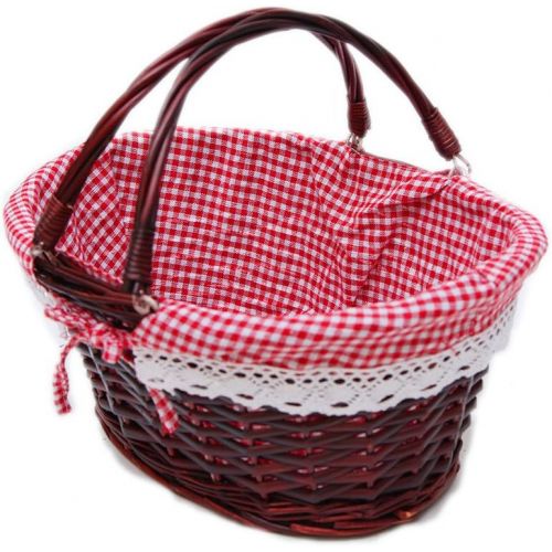  Oypeip Wicker Basket Gift Baskets Empty Oval Willow Woven Picnic Cheap Easter Candy Basket Large Storage Basket Wine Basket with Handle Egg Gathering Wedding Basket (Auburn)