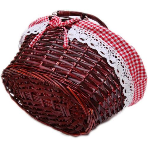  Oypeip Wicker Basket Gift Baskets Empty Oval Willow Woven Picnic Cheap Easter Candy Basket Large Storage Basket Wine Basket with Handle Egg Gathering Wedding Basket (Auburn)