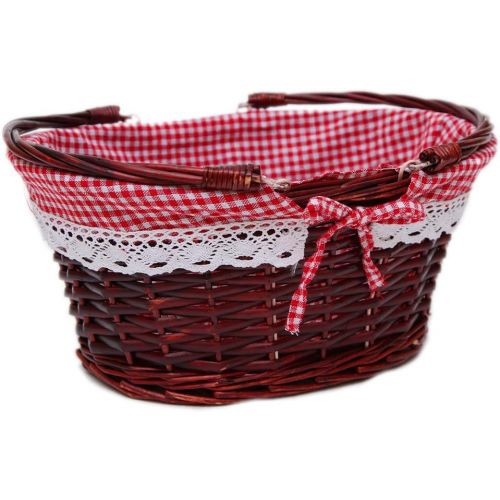  Oypeip Wicker Basket Gift Baskets Empty Oval Willow Woven Picnic Cheap Easter Candy Basket Large Storage Basket Wine Basket with Handle Egg Gathering Wedding Basket (Auburn)