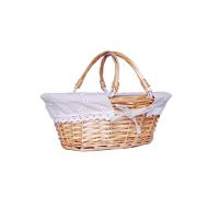 Oypeip Wicker Basket Gift Baskets Empty Oval Willow Woven Picnic Basket Cheap Easter Candy Basket Storage Basket Wine Basket with Handle Egg Gathering Wedding Basket (Nature)