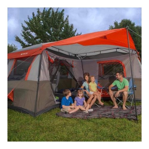  OZARK 12 Person Instant Cabin 16x16 3-room Tent in BrownRed
