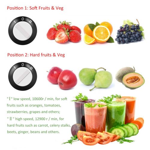  OZAVO Ozavo Centrifugal Fan Juicer Juice Extractor Fruit Vegetable Juicer Extractor 2Speed Juice Drainage Container, Pba Free