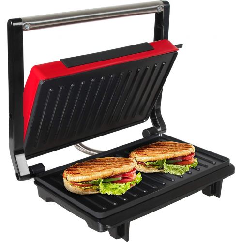  OZAVO Sandwichtoaster, Kontaktgrill mini, Panini Sandwich Maker, Elektrogrill Multifunktion, kleine Tischgrill, Antihaftbeschichtung, Leuchtanzeige, 750 W, MEHRWEG