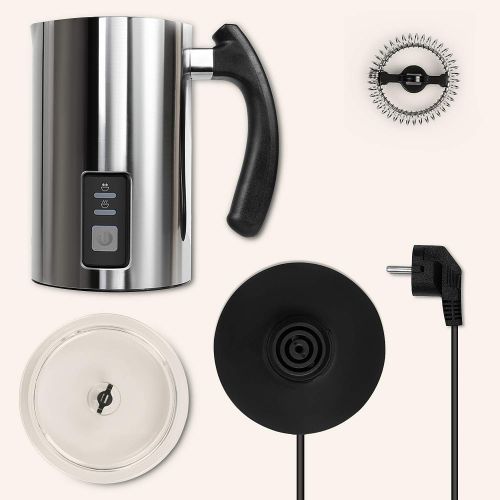  OZAVO Milchaufschaumer, elektrische Milk Frother, 240ml Kapazitat, 500W Milchschaumer, Warm und Kaltaufschaumen fuer Kaffee, Cappuccino, antihaftbeschichtet, 360° Basisstation