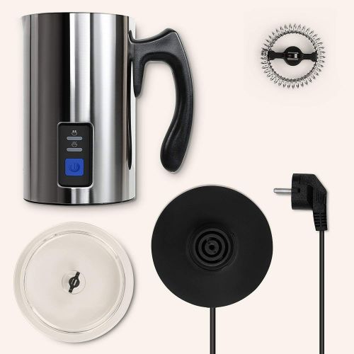  OZAVO Milchaufschaumer, elektrische Milk Frother, 240ml Kapazitat, 500W Milchschaumer, Warm und Kaltaufschaumen fuer Kaffee, Cappuccino, antihaftbeschichtet, 360° Basisstation