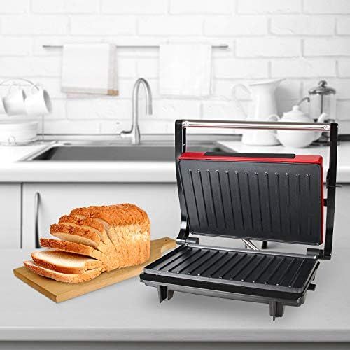  OZAVO Sandwichtoaster, Kontaktgrill mini, Panini Sandwich Maker, Elektrogrill Multifunktion, kleine Tischgrill, Antihaftbeschichtung, Leuchtanzeige, 750 W, MEHRWEG