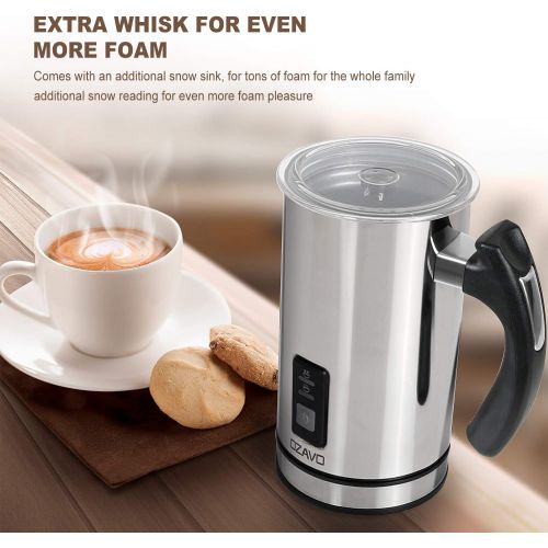  [아마존베스트]OZAVO Milk Frother, Electric Milk Frother, 240 ml Capacity, 500 W Milk Frother, Warm and Cold Frothing for Coffee, Cappuccino, Non-Stick, 360° Base Station