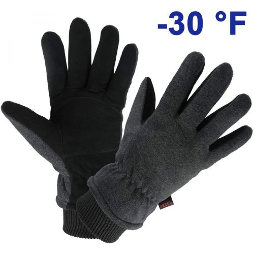  [아마존핫딜][아마존 핫딜] OZERO Winter Gloves Water Resistant Thermal Glove with Deerskin Suede Leather and Insulated Polar Fleece for Driving/Cycling/Running/Hiking/Snow Ski in Cold Weather - Warm Gifts fo