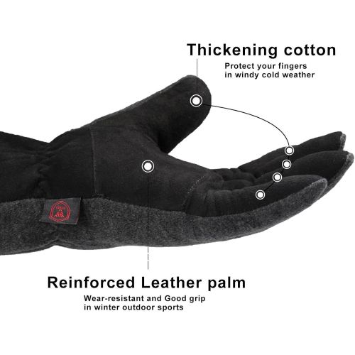  [아마존핫딜][아마존 핫딜] OZERO Winter Gloves Water Resistant Thermal Glove with Deerskin Suede Leather and Insulated Polar Fleece for Driving/Cycling/Running/Hiking/Snow Ski in Cold Weather - Warm Gifts fo