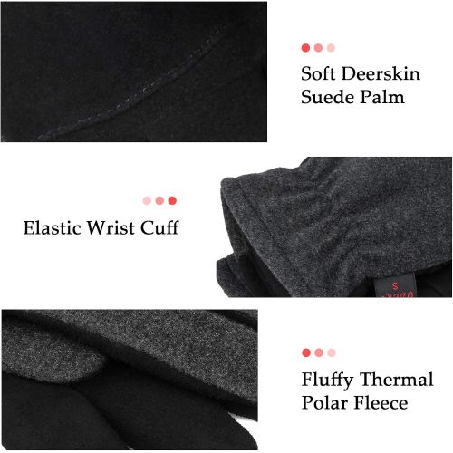  [아마존핫딜][아마존 핫딜] OZERO Winter Work Gloves -20°F Cold Proof Thermal Glove - Deerskin Suede Leather Palm and Polar Fleece Back with Warm Insulated Cotton Lining for Men Women Yard Work, Shoveling, Dr