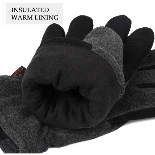  [아마존핫딜][아마존 핫딜] OZERO Winter Work Gloves -20°F Cold Proof Thermal Glove - Deerskin Suede Leather Palm and Polar Fleece Back with Warm Insulated Cotton Lining for Men Women Yard Work, Shoveling, Dr