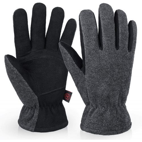  [아마존핫딜][아마존 핫딜] OZERO Winter Work Gloves -20°F Cold Proof Thermal Glove - Deerskin Suede Leather Palm and Polar Fleece Back with Warm Insulated Cotton Lining for Men Women Yard Work, Shoveling, Dr