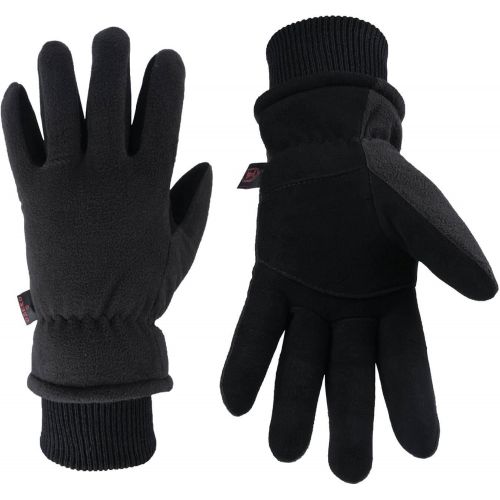  [아마존 핫딜] OZERO Winter Gloves -30 ℉ Cold Proof Thermal Ski Glove - Deerskin Suede Leather and Warm Polar Fleece with Insulated Cotton - Windproof Water-Resistant Hands Warm in Cold Weather f