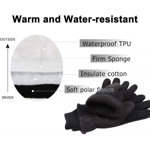  [아마존 핫딜] OZERO Winter Gloves -30 ℉ Cold Proof Thermal Ski Glove - Deerskin Suede Leather and Warm Polar Fleece with Insulated Cotton - Windproof Water-Resistant Hands Warm in Cold Weather f