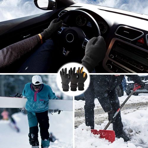  [아마존 핫딜] OZERO Winter Gloves -30 ℉ Cold Proof Thermal Ski Glove - Deerskin Suede Leather and Warm Polar Fleece with Insulated Cotton - Windproof Water-Resistant Hands Warm in Cold Weather f