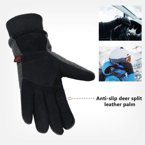  [아마존 핫딜] OZERO Winter Cold Weather Gloves Waterproof Genuine Deerskin Leather Cold Resistance -20℉