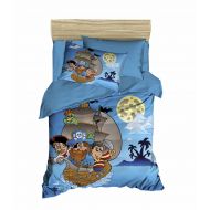 OZINCI DecoMood Unique Design 3D Pirates Bedding Set, Ship Sea Pirates Themed Quilt/Duvet Cover Set, Nautical Kids Boys Bed Set, Single/Twin Size, Blue, 4 Pieces (4 Pcs)