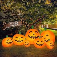 OZMI 7.5 Foot Long Halloween Inflatable Pumpkins LED Lights Decor Outdoor Indoor Holiday Decorations, Blow up Lighted Yard Decor, Lawn Inflatables Home Family Outside