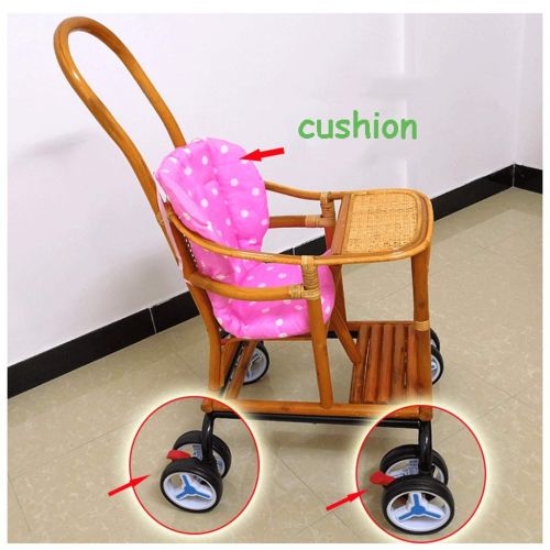  OZYN Travel Crib Baby Cart Light Bamboo Baby Stroller Bamboo and Rattan Chair Crib Travel Cots with Awning and Storage Basket