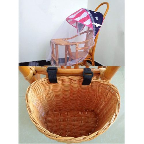  OZYN Travel Crib Baby Cart Light Bamboo Baby Stroller Bamboo and Rattan Chair Crib Travel Cots with Awning and Storage Basket