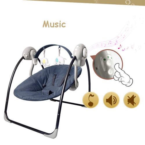  OZYN Travel Crib Baby Electric Rocking Chair Crib Travel Cots with Mosquito Net Toy Music Foldable Baby Bed Sleepy Swing Blue Chargable