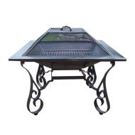 Oakland Living Victoria 33-Inch Fire pit with Grill, Iron Construction