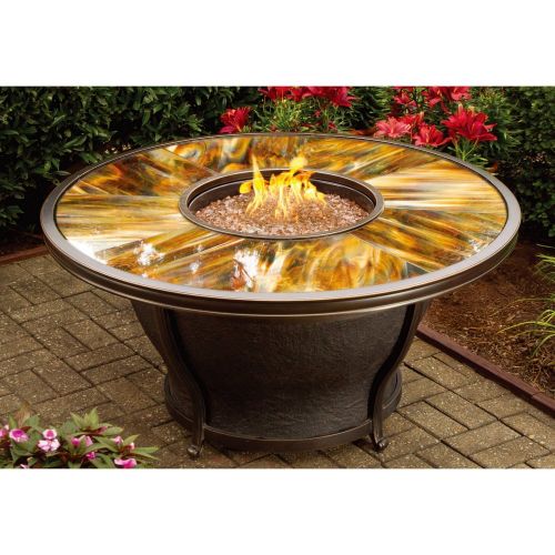  Oakland Living Moonlight Round Gas Firepit Table with Burner System and Aluminum Frame, Antique Bronze