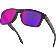 Oakley Holbrook Sunglasses (Matte Black Frame, Positive Red Iridium Lens) with Lens Cleaning Kit and Country Flag Microbag