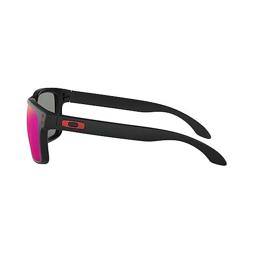 오클리 Oakley Holbrook Sunglasses (Matte Black Frame/Positive Red Iridium Lens) with USA Flag Lens Cleaning Kit