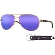 [아마존베스트]Oakley Feedback OO4079 407918 59M Polished Gold/Violet Iridium Polarized Sunglasses For Men For Women+BUNDLE with Oakley Accessory Leash Kit: Sports & Outdoors