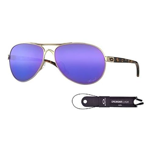 오클리 [아마존베스트]Oakley Feedback OO4079 407918 59M Polished Gold/Violet Iridium Polarized Sunglasses For Men For Women+BUNDLE with Oakley Accessory Leash Kit: Sports & Outdoors