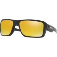 Oakley Mens Double Edge Non-Polarized Iridium Rectangular Sunglasses, Polished black, 66 mm
