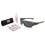 Oakley Fives Squared Sunglasses (Desolve Bare Frame/Black Iridium Lens) with USA Flag Lens Cleaning Kit