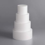 Oasis Supply 4 Piece Round Fake Cake Set/Circle Dummy Cake Set for Weddings, Crafts, and Displays, 3” High by 8” 10” 12” 14”