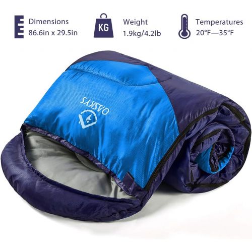  [아마존 핫딜] [아마존핫딜]Oaskys oaskys Camping Sleeping Bag - 3 Season Warm & Cool Weather - Summer, Spring, Fall, Lightweight, Waterproof for Adults & Kids - Camping Gear Equipment, Traveling, and Outdoors