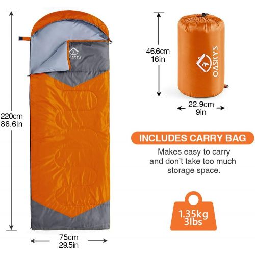  [아마존핫딜][아마존 핫딜] Oaskys oaskys Camping Sleeping Bag - 3 Season Warm & Cool Weather - Summer, Spring, Fall, Lightweight, Waterproof for Adults & Kids - Camping Gear Equipment, Traveling, and Outdoors