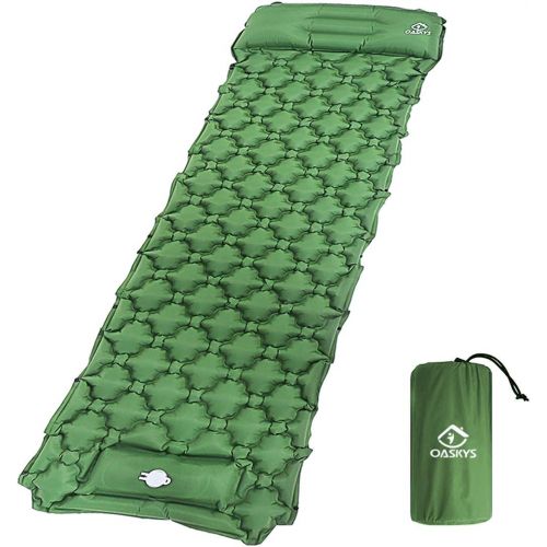  oaskys Camping Sleeping Pad Ultralight Backpacking Air Mattress with Inflatable Pillow & Compact Carrying Bag Sleeping Pads for Hiking Traveling & Camping Outdoor Activities