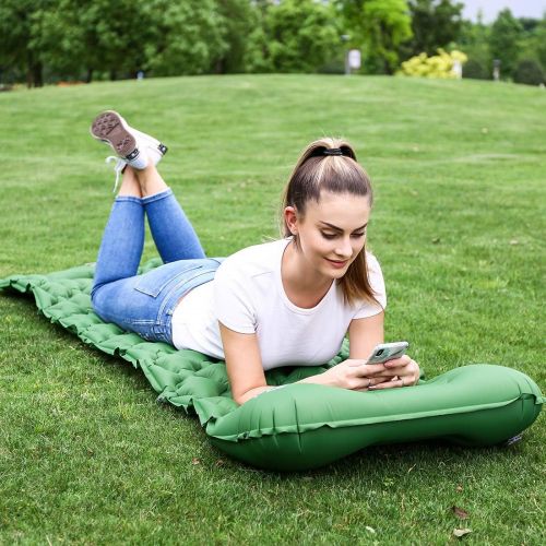  oaskys Camping Sleeping Pad Ultralight Backpacking Air Mattress with Inflatable Pillow & Compact Carrying Bag Sleeping Pads for Hiking Traveling & Camping Outdoor Activities